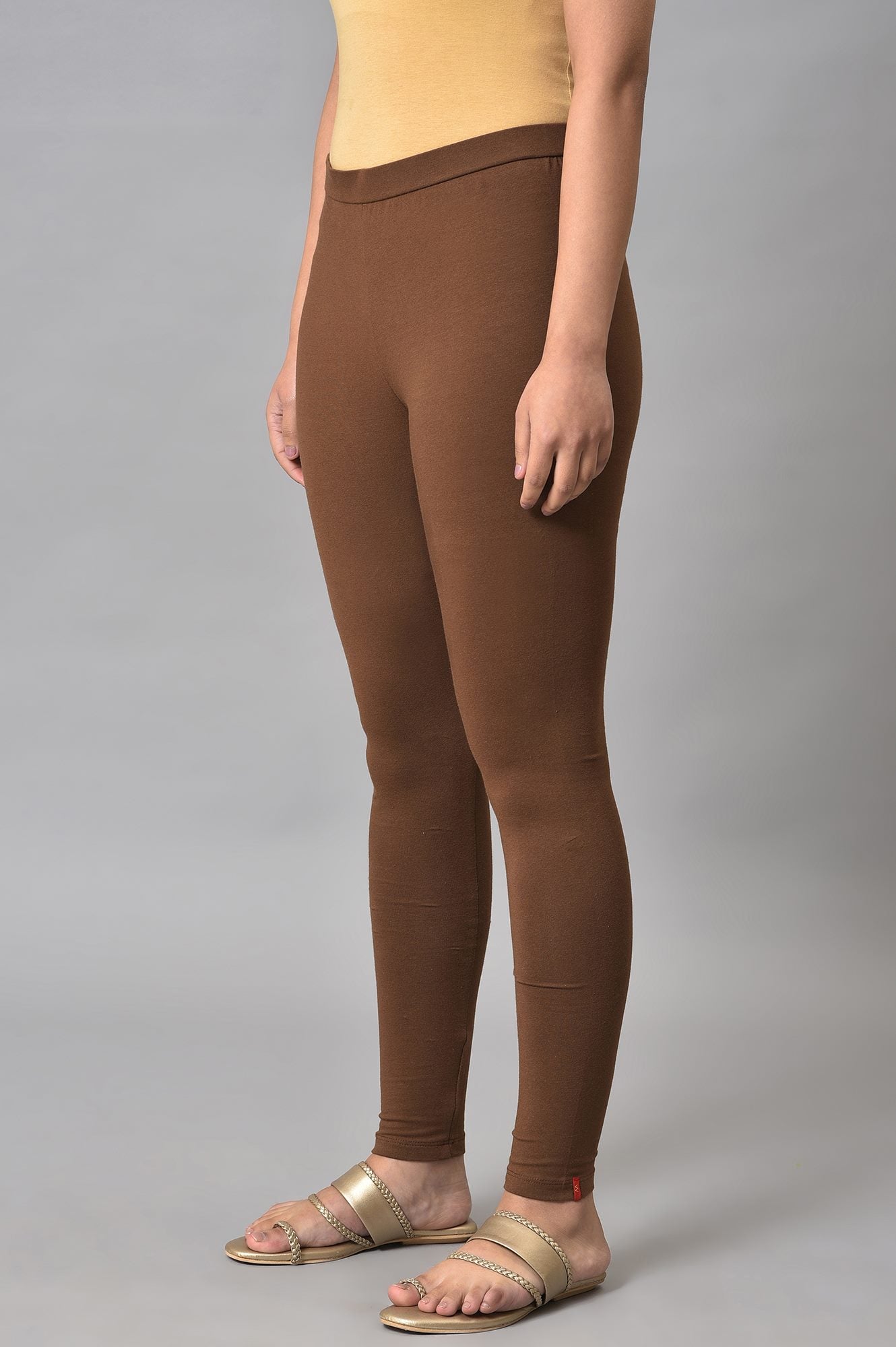Brown Cotton Jersey Tights