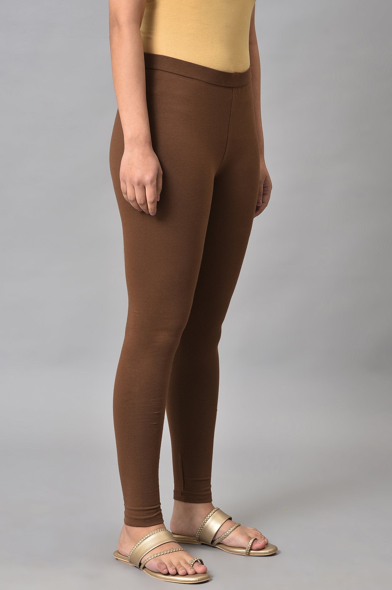 Brown Cotton Jersey Tights