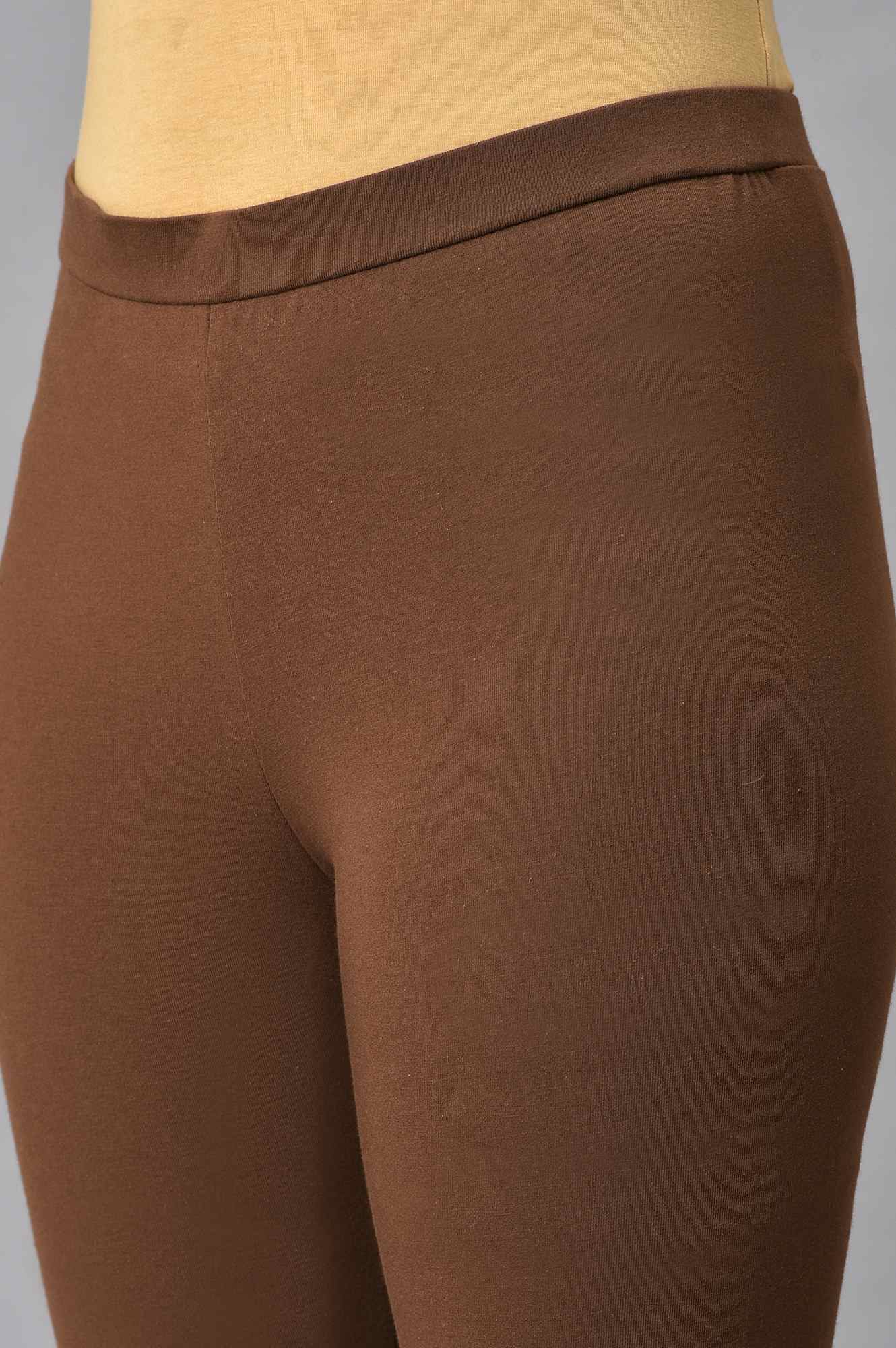 Brown Cotton Jersey Tights