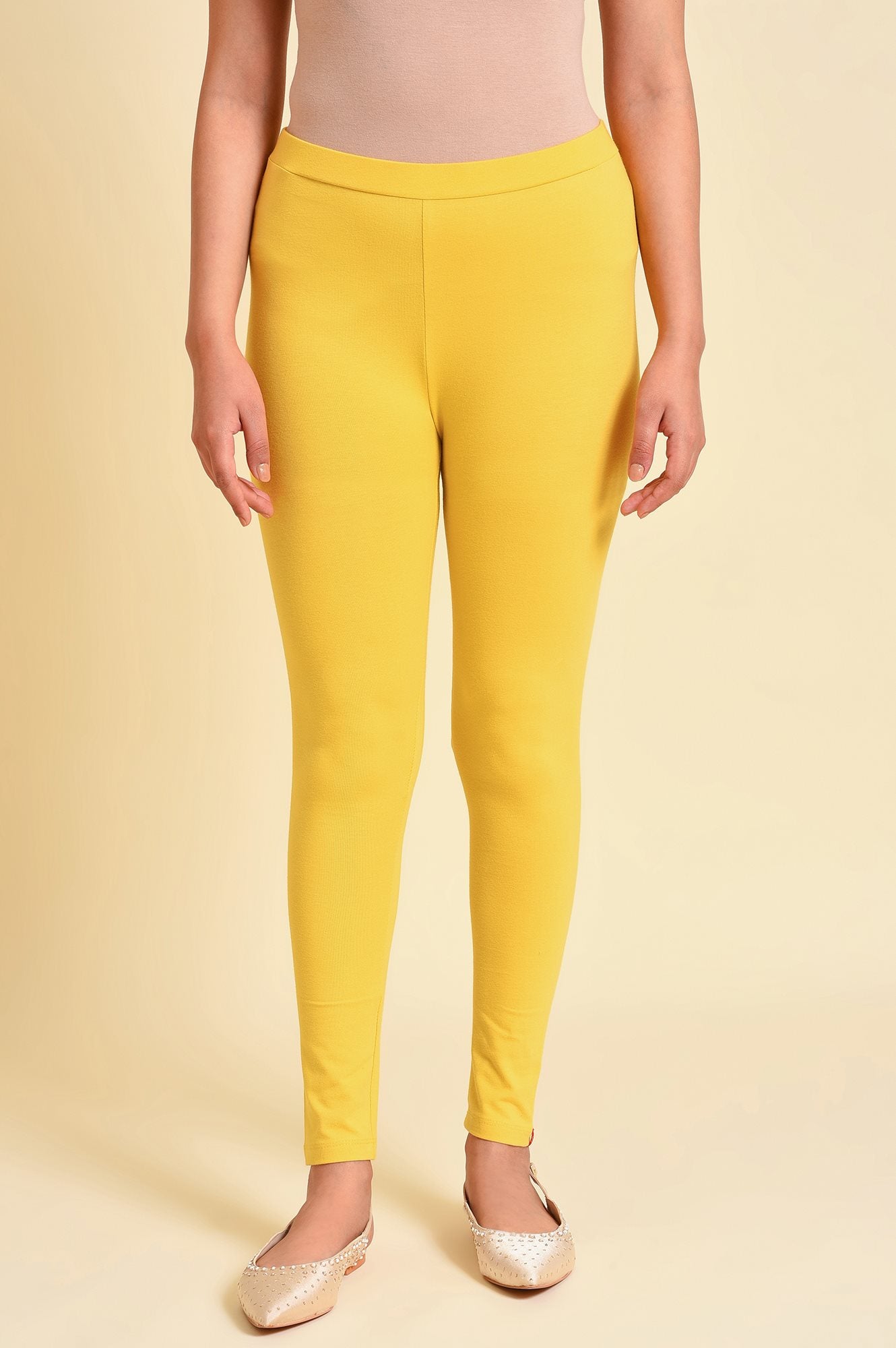 Yellow Cotton Jersey Tights