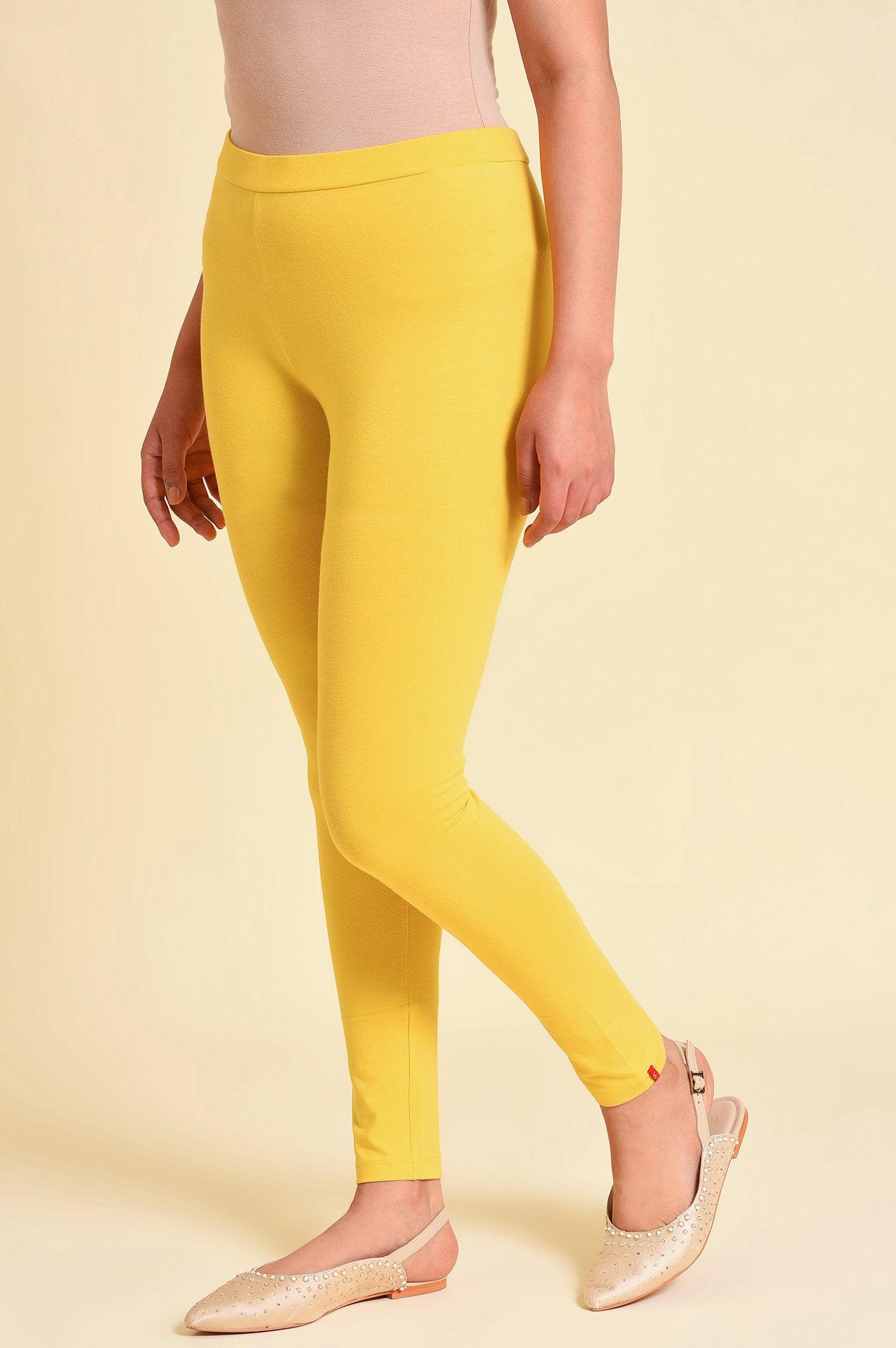 Yellow Cotton Jersey Tights