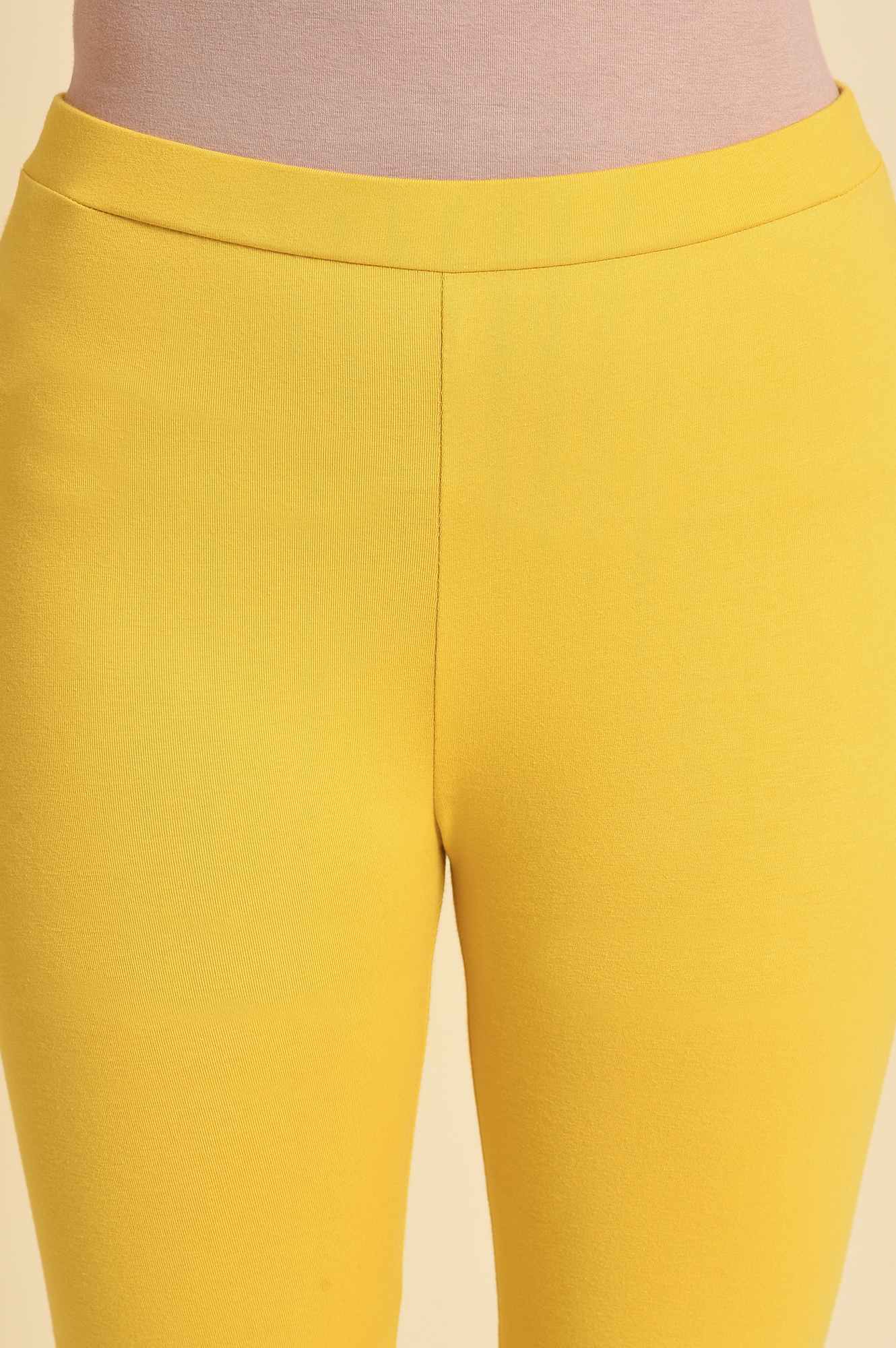 Yellow Cotton Jersey Tights