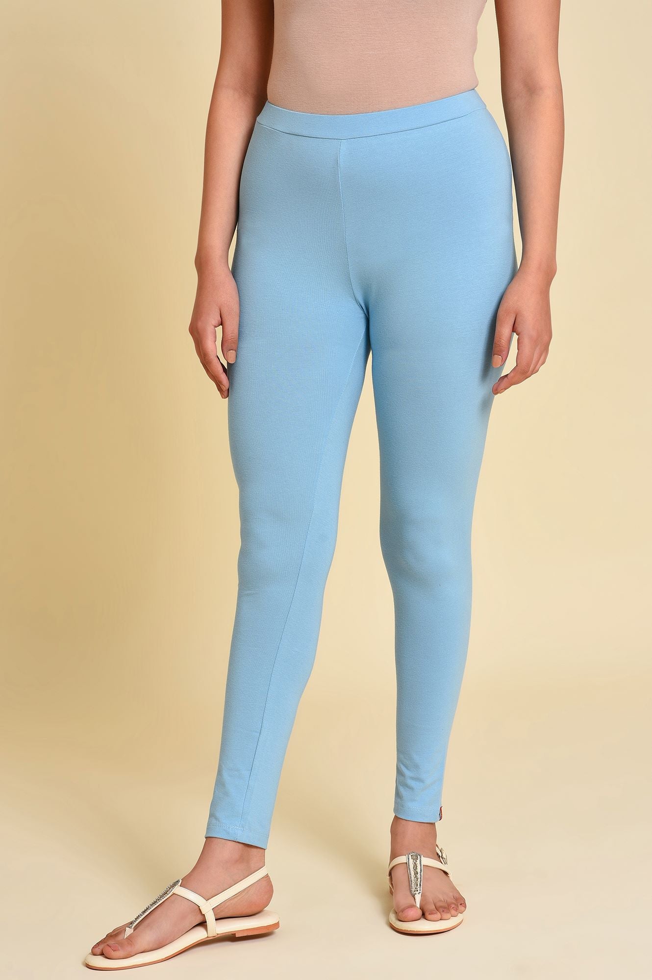 Blue Cotton Jersey Tights