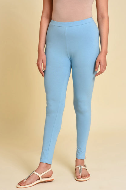 Blue Cotton Jersey Tights