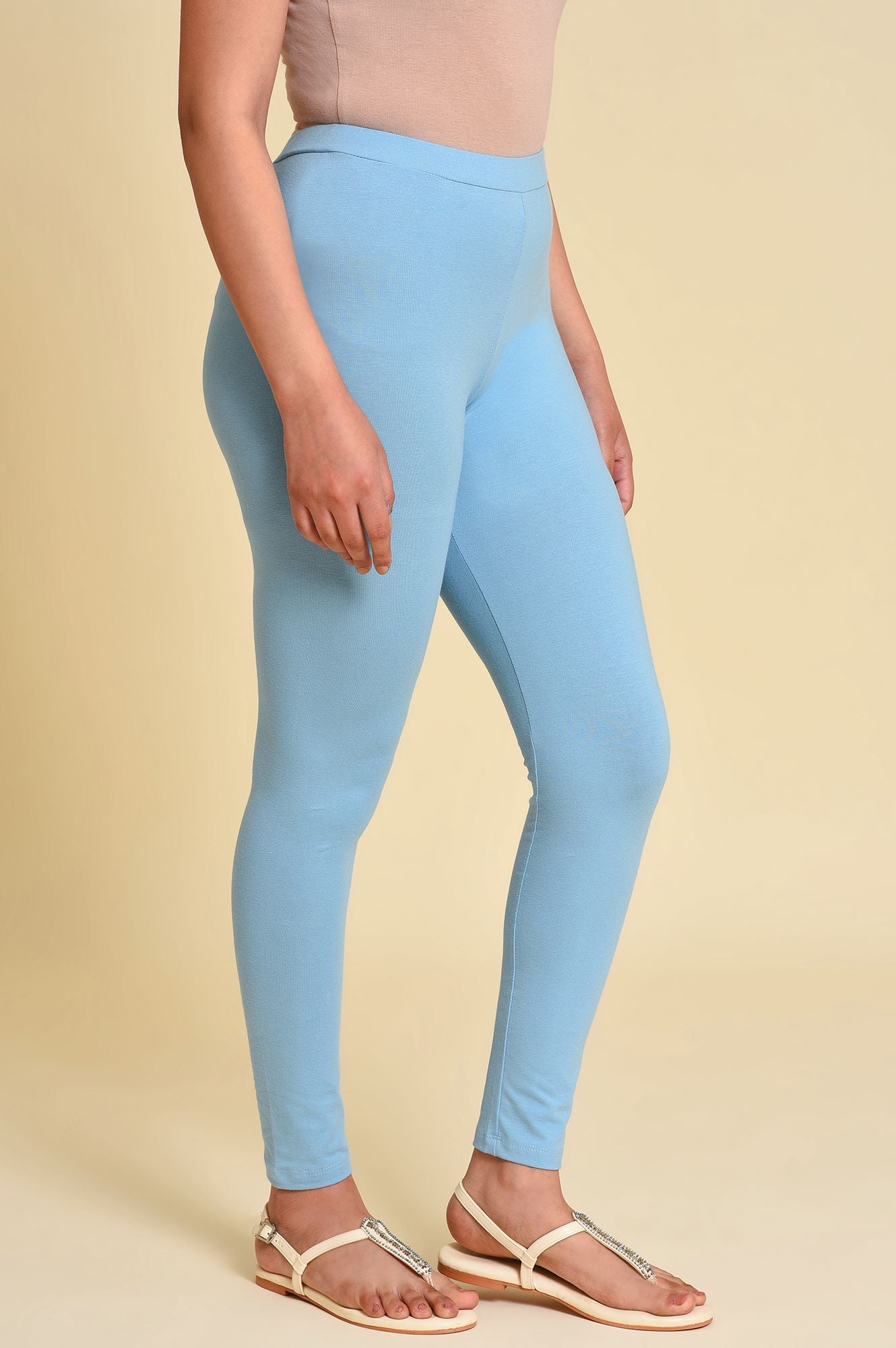 Blue Cotton Jersey Tights