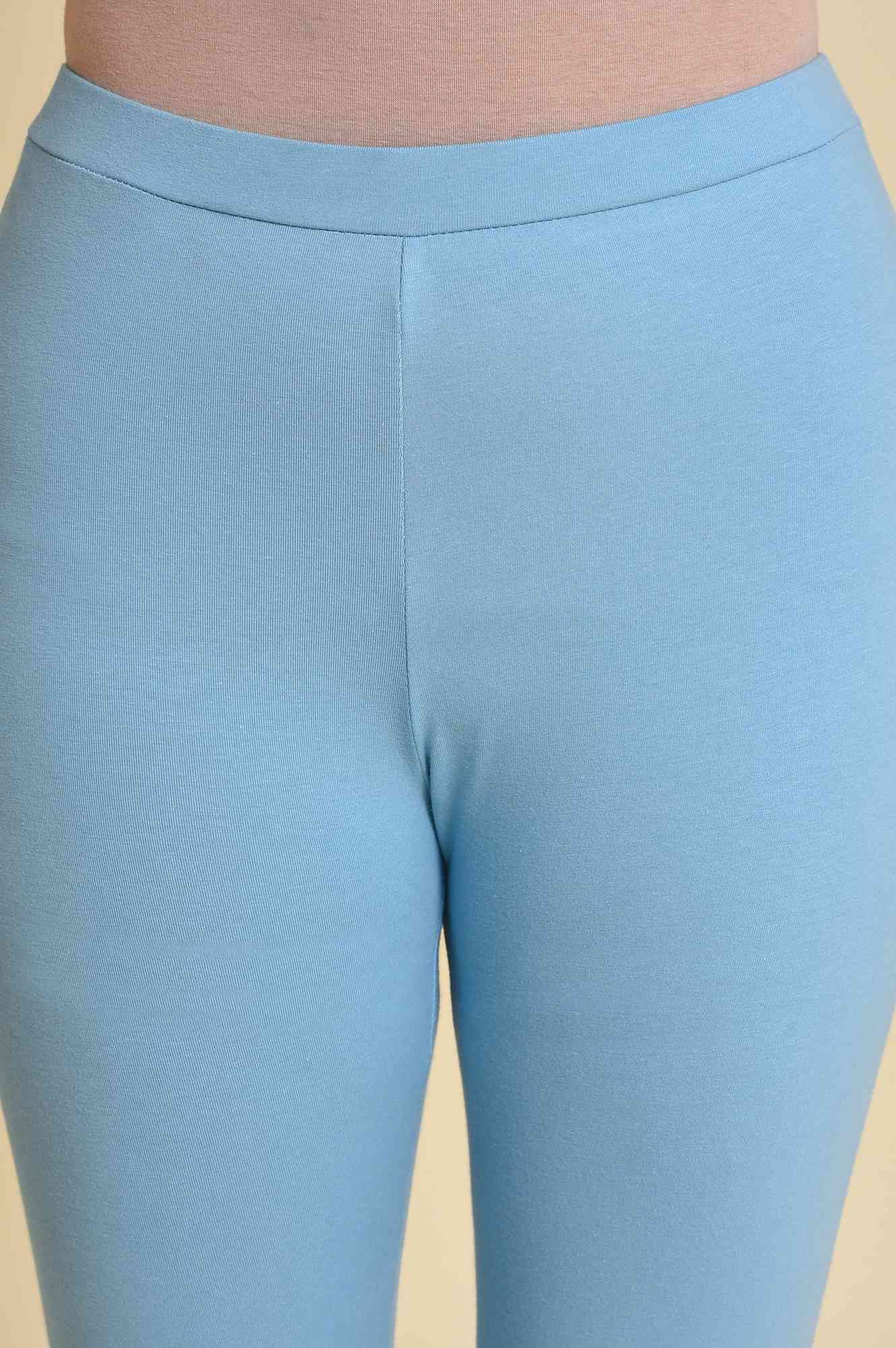 Blue Cotton Jersey Tights