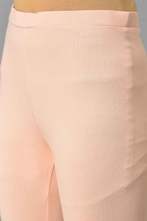 Peach Cotton Jersey Tights