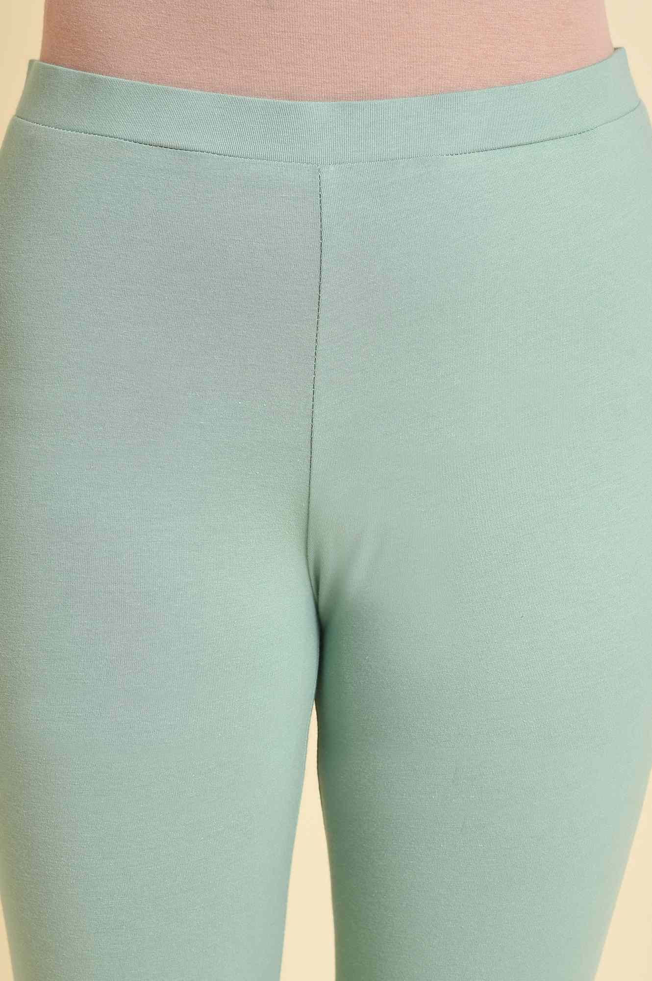 Cameo Green Cotton Jersey Tights