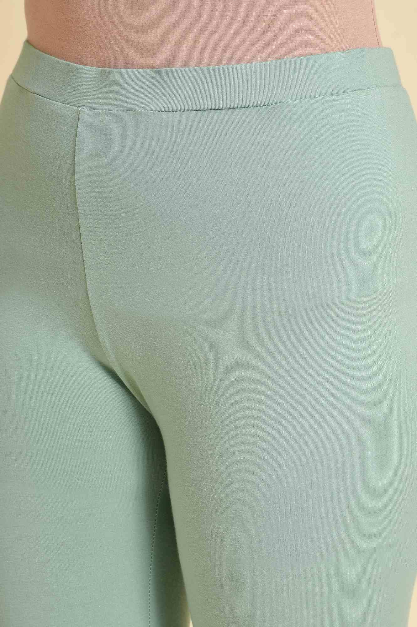 Cameo Green Cotton Jersey Tights