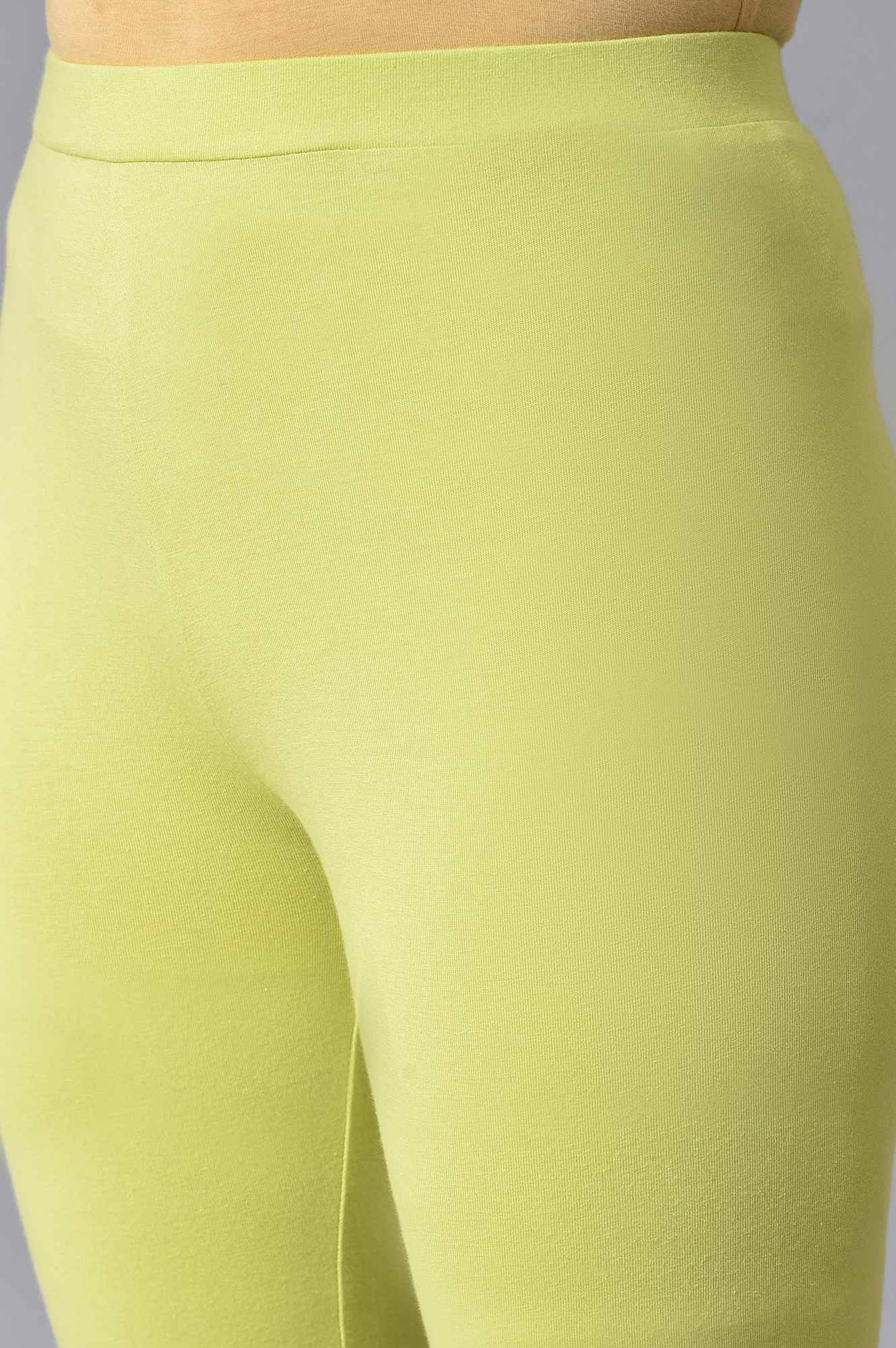 Celery Green Cotton Jersey Tights