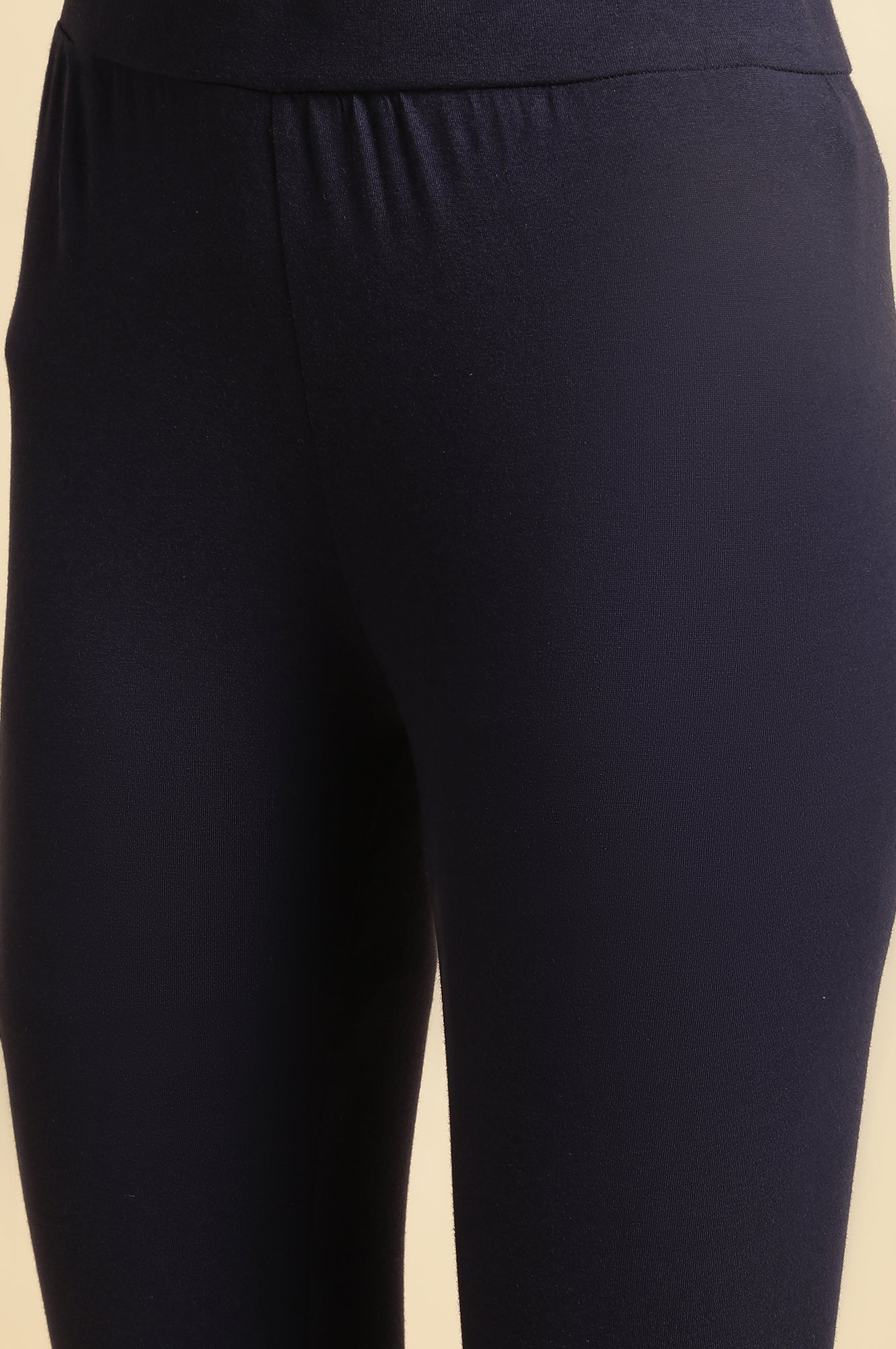Blue Solid Cotton Jersey Lycra Tights