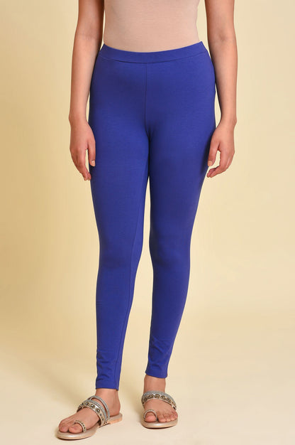 Blue Cotton Jersey Tights