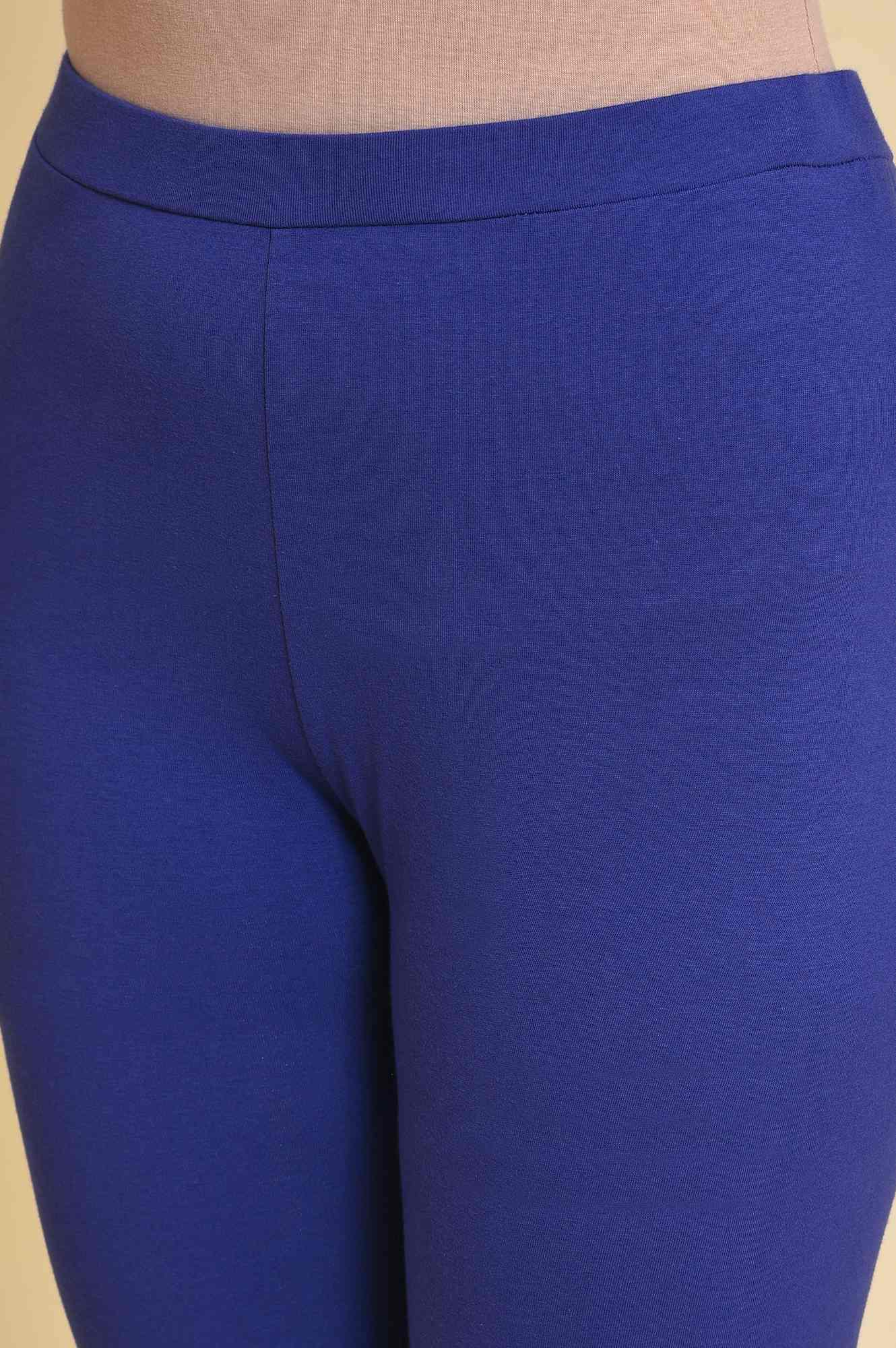 Blue Cotton Jersey Tights