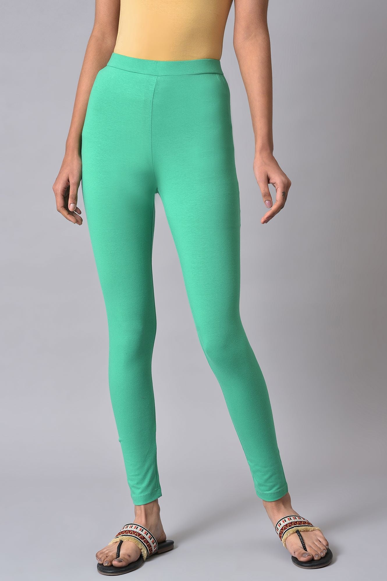 Green Cotton Jersey Tights