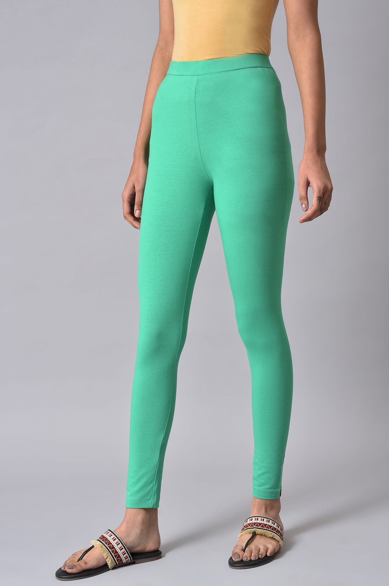 Green Cotton Jersey Tights