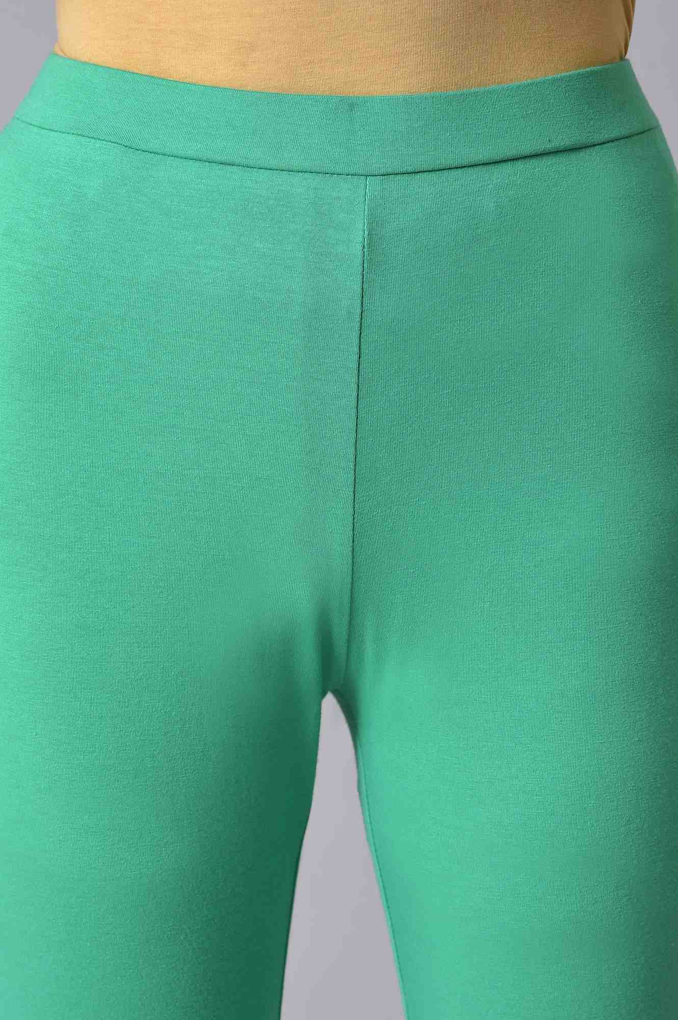 Green Cotton Jersey Tights