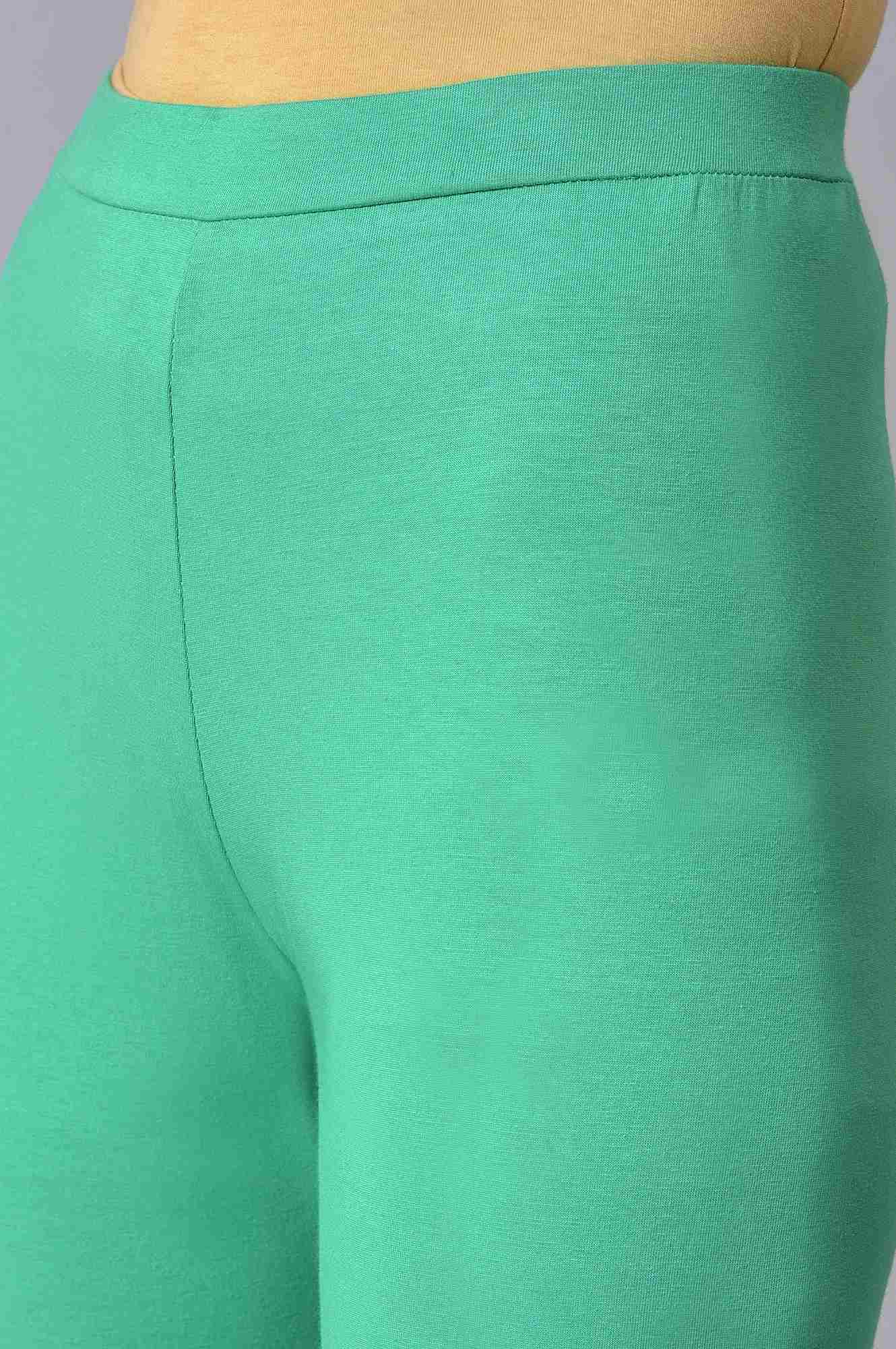 Green Cotton Jersey Tights