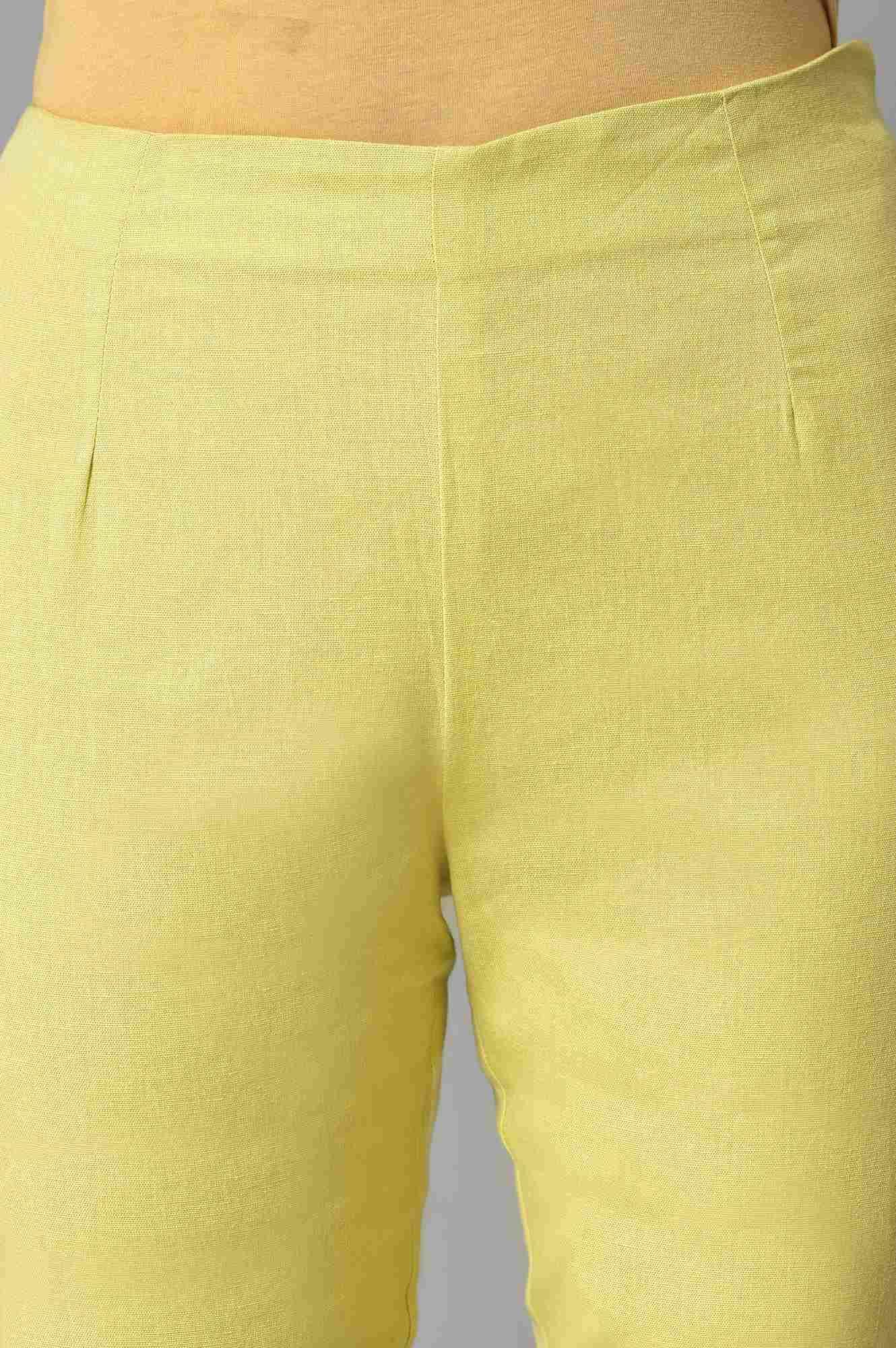Green Solid Slim Pants - wforwoman