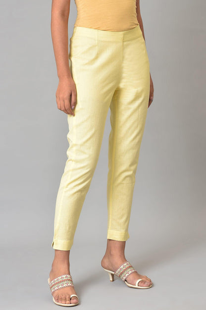 Lemonade Yellow Solid Plus Size Slim Pants - wforwoman