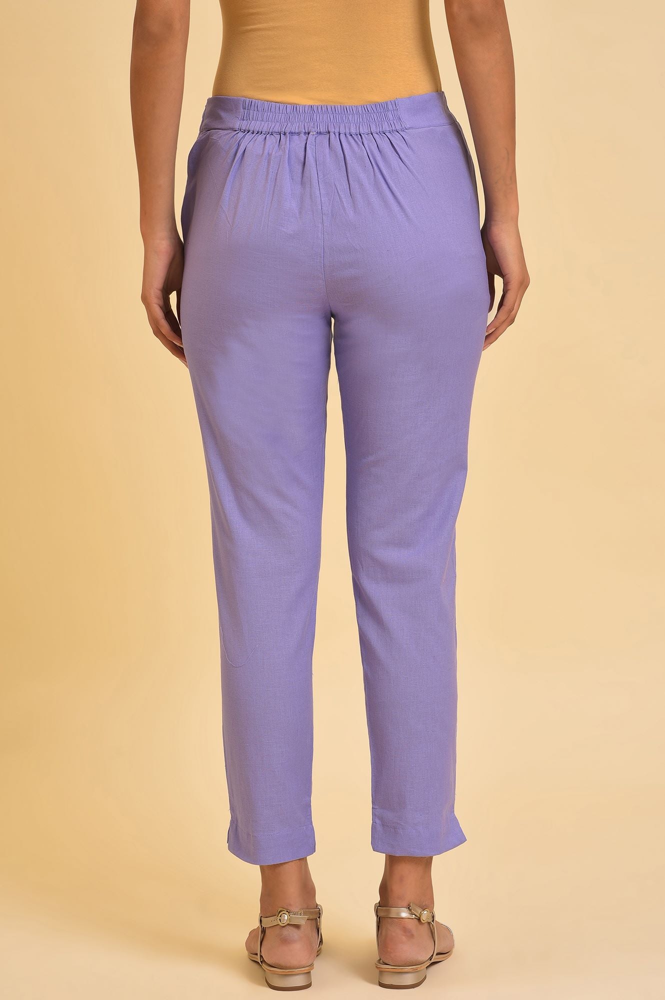 Purple Solid Slim Pants