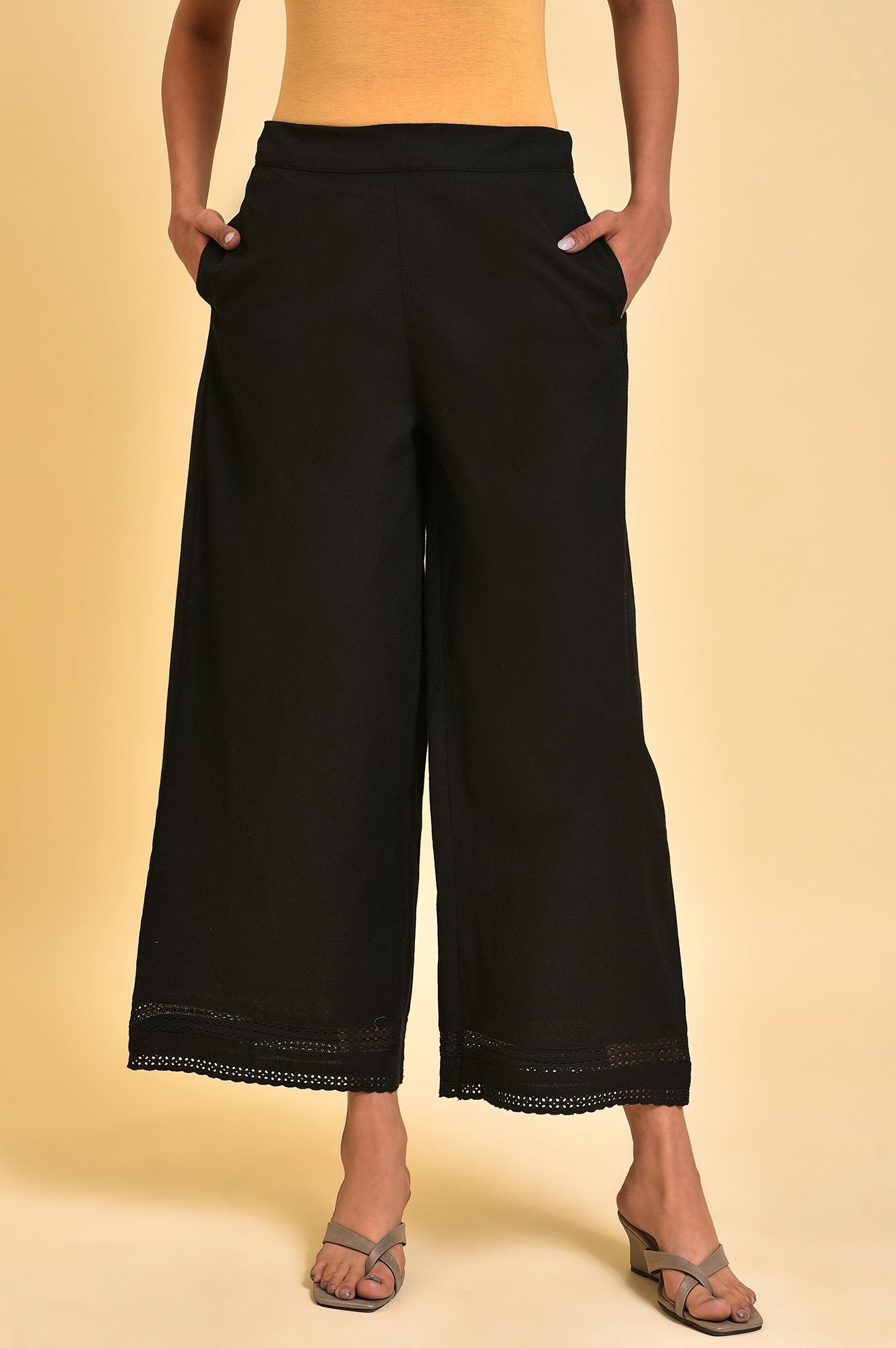 Black Glitter Printer Pants