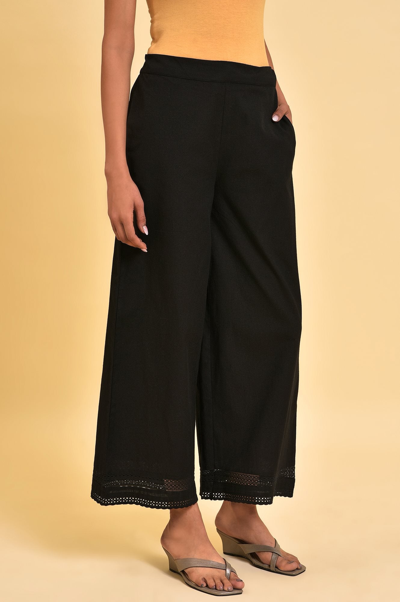 Black Glitter Printer Pants