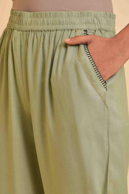 Mint Green Box Pleated Straight Pants - wforwoman