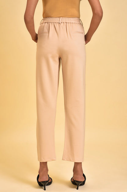 Beige Western Straight Pants