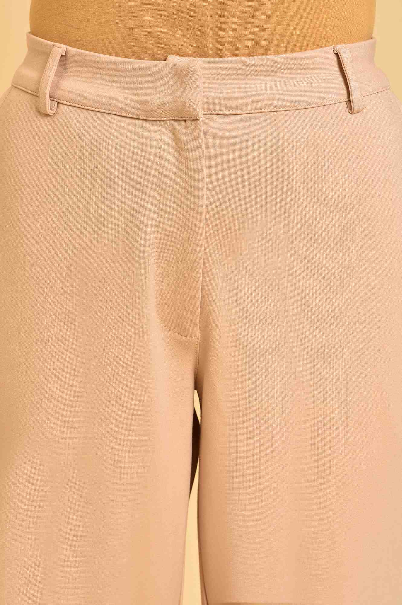 Beige Western Straight Pants