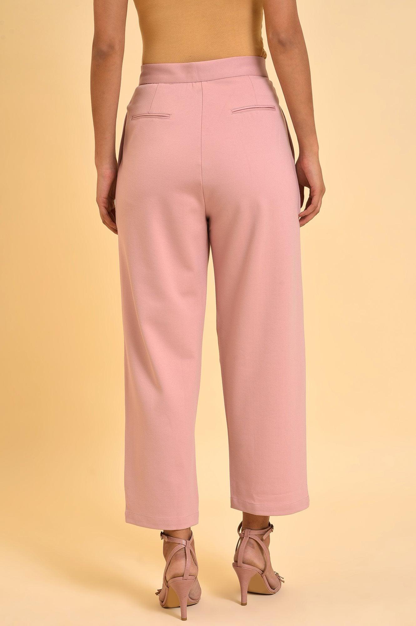 Pink Straight Fit Trouser Pants - wforwoman