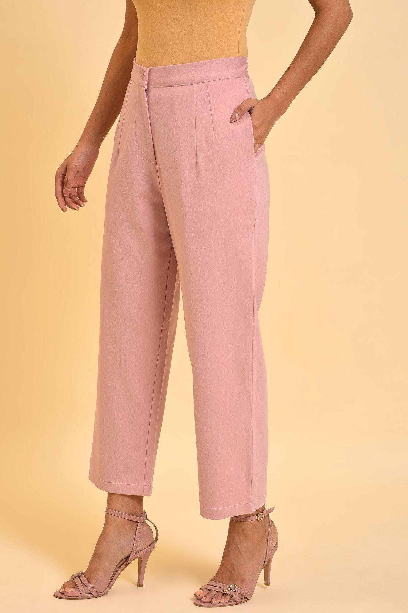 Pink Straight Fit Trouser Pants - wforwoman