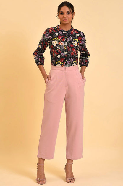 Pink Straight Fit Trouser Pants - wforwoman