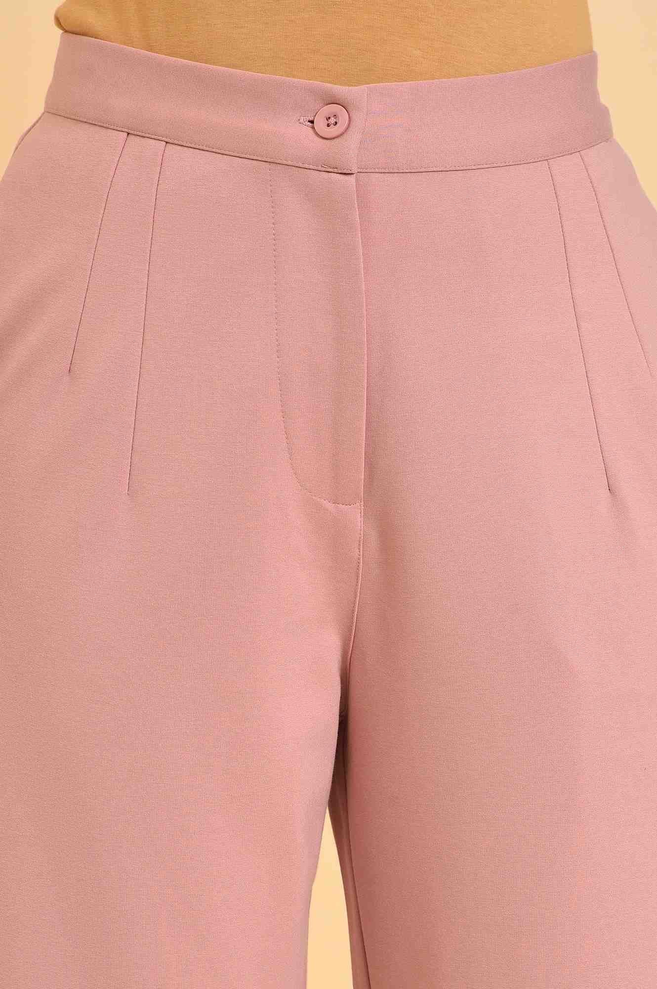 Pink Straight Fit Trouser Pants - wforwoman