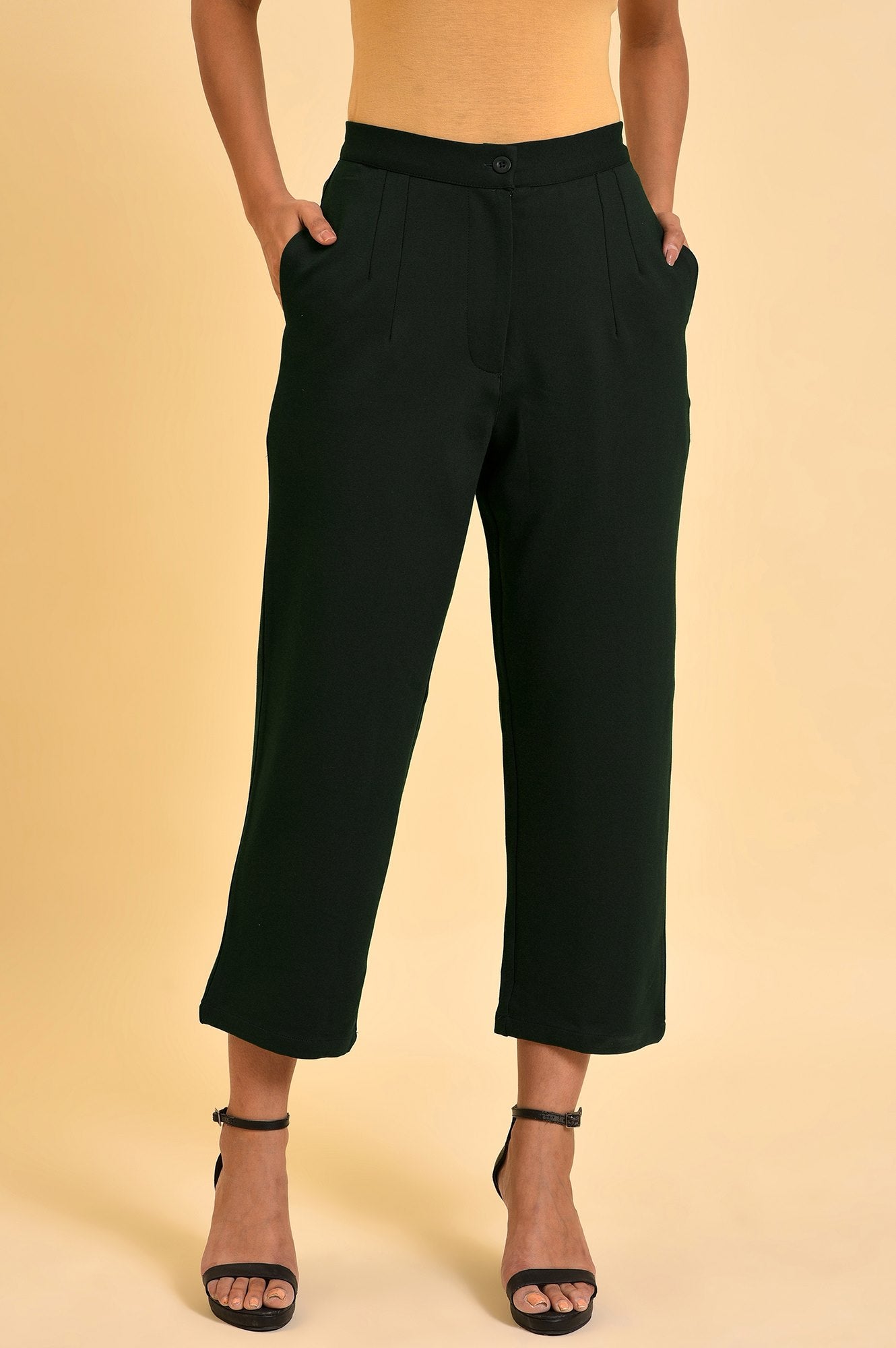 Green Straight Fit Trouser Pants