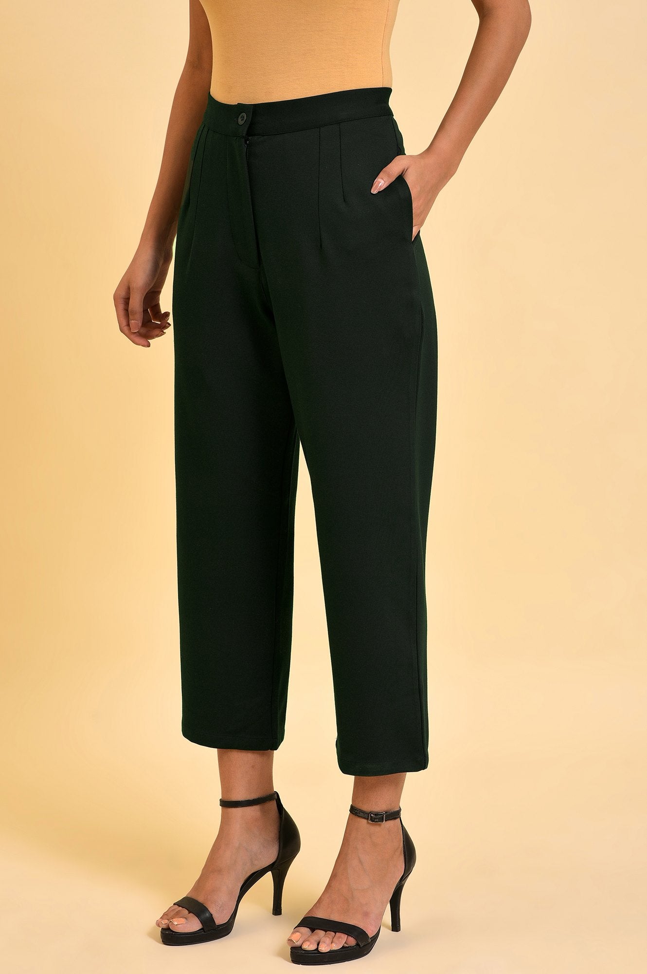 Green Straight Fit Trouser Pants