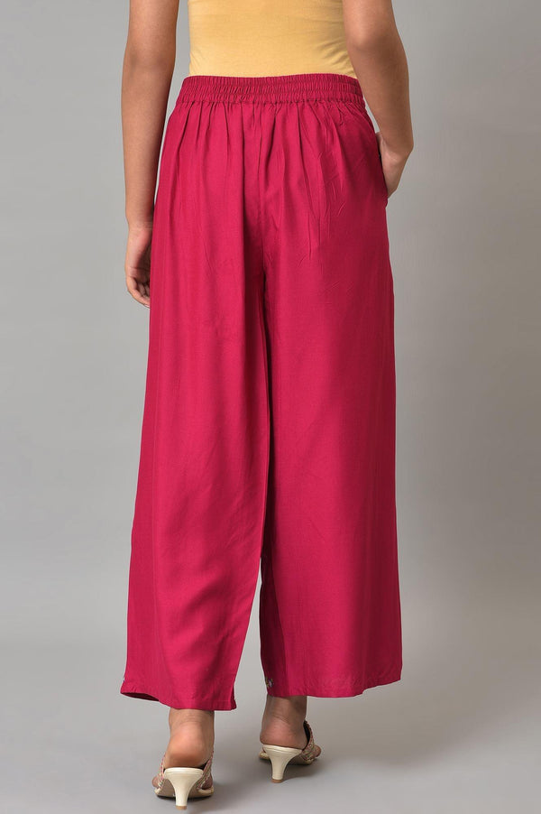 Pink Embroidered Plus Size Parallel Pants