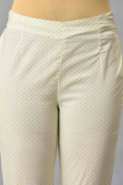 Ecru Green Dotted Plus Size Slim Pants
