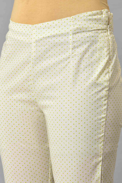 Ecru Green Dotted Plus Size Slim Pants