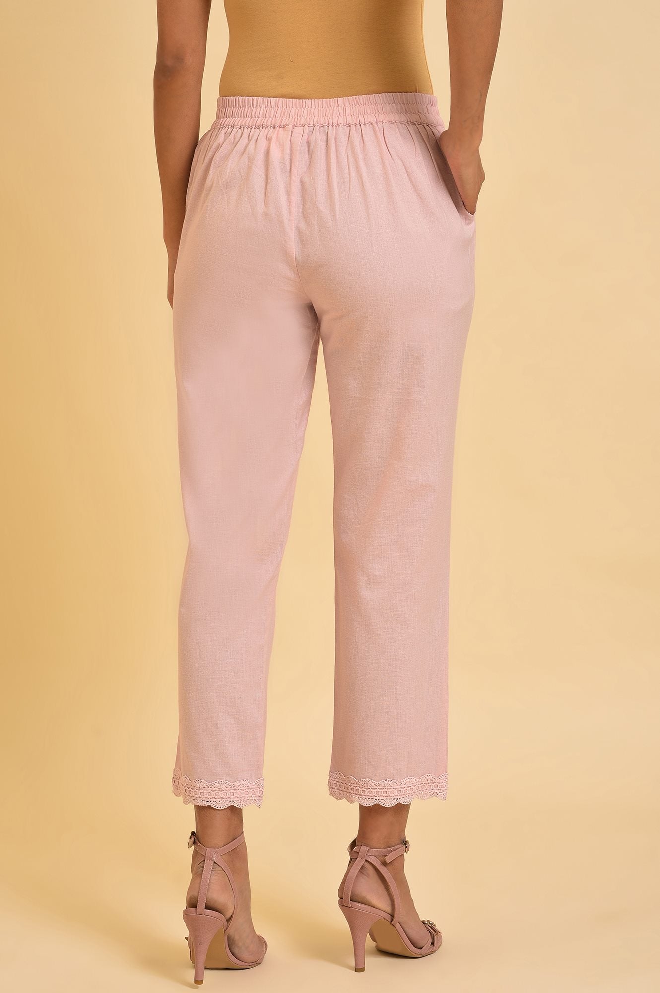 Light Pink Lace Slim Pants