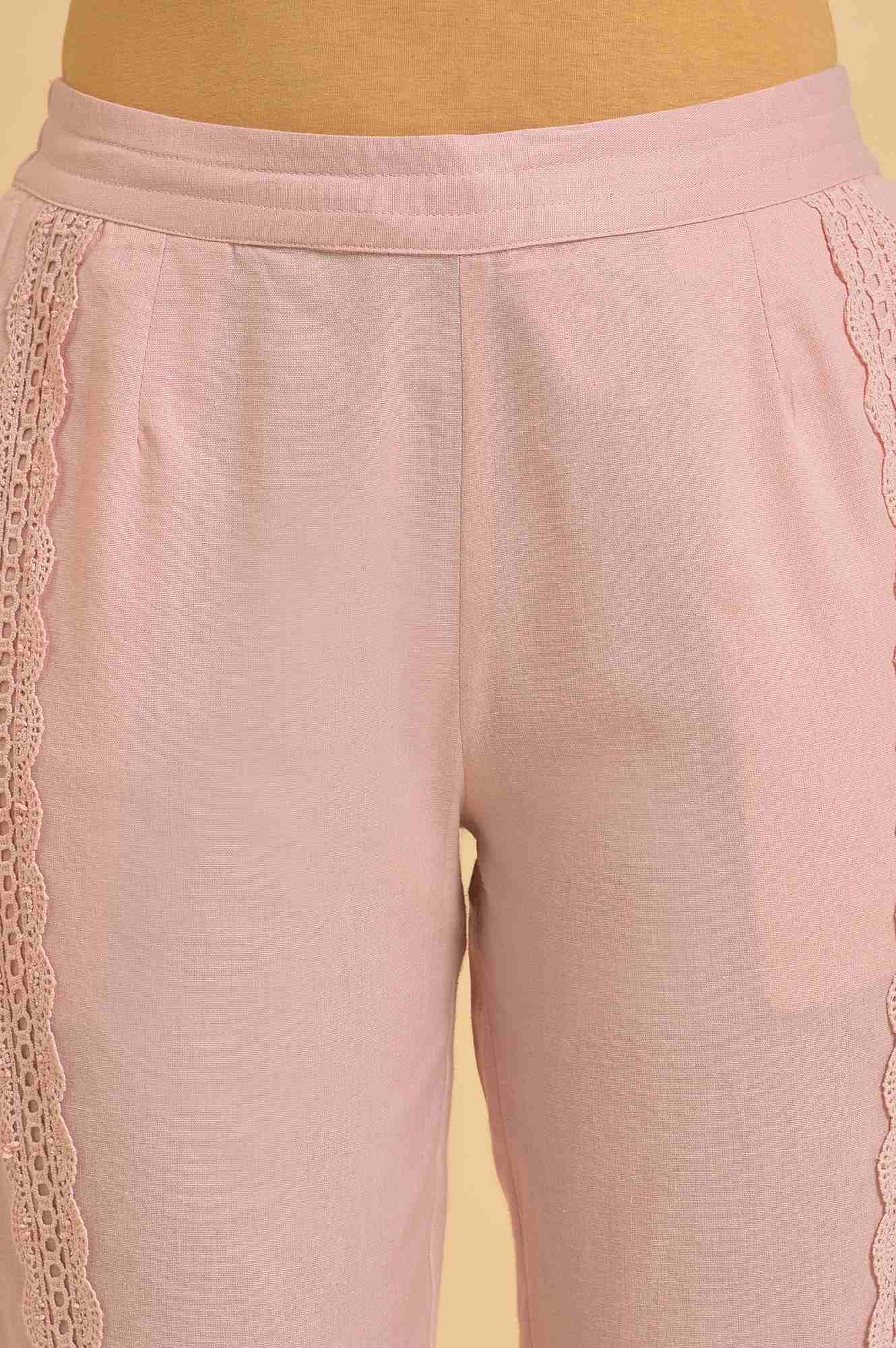Light Pink Lace Slim Pants