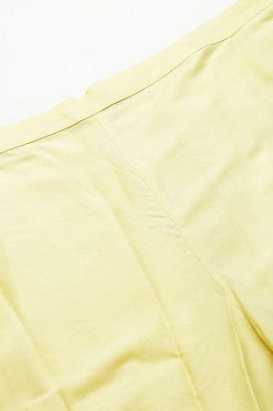 Light Yellow Plus Size Parallel Pants With Pleats And Lace Detail - wforwoman