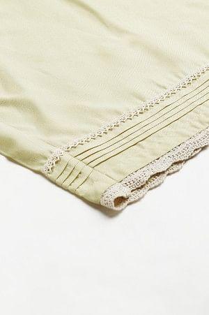 Light Yellow Plus Size Parallel Pants With Pleats And Lace Detail - wforwoman