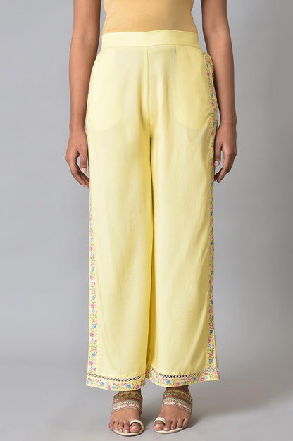 Yellow Printed Parallel Pants