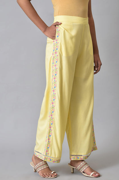 Yellow Printed Parallel Pants