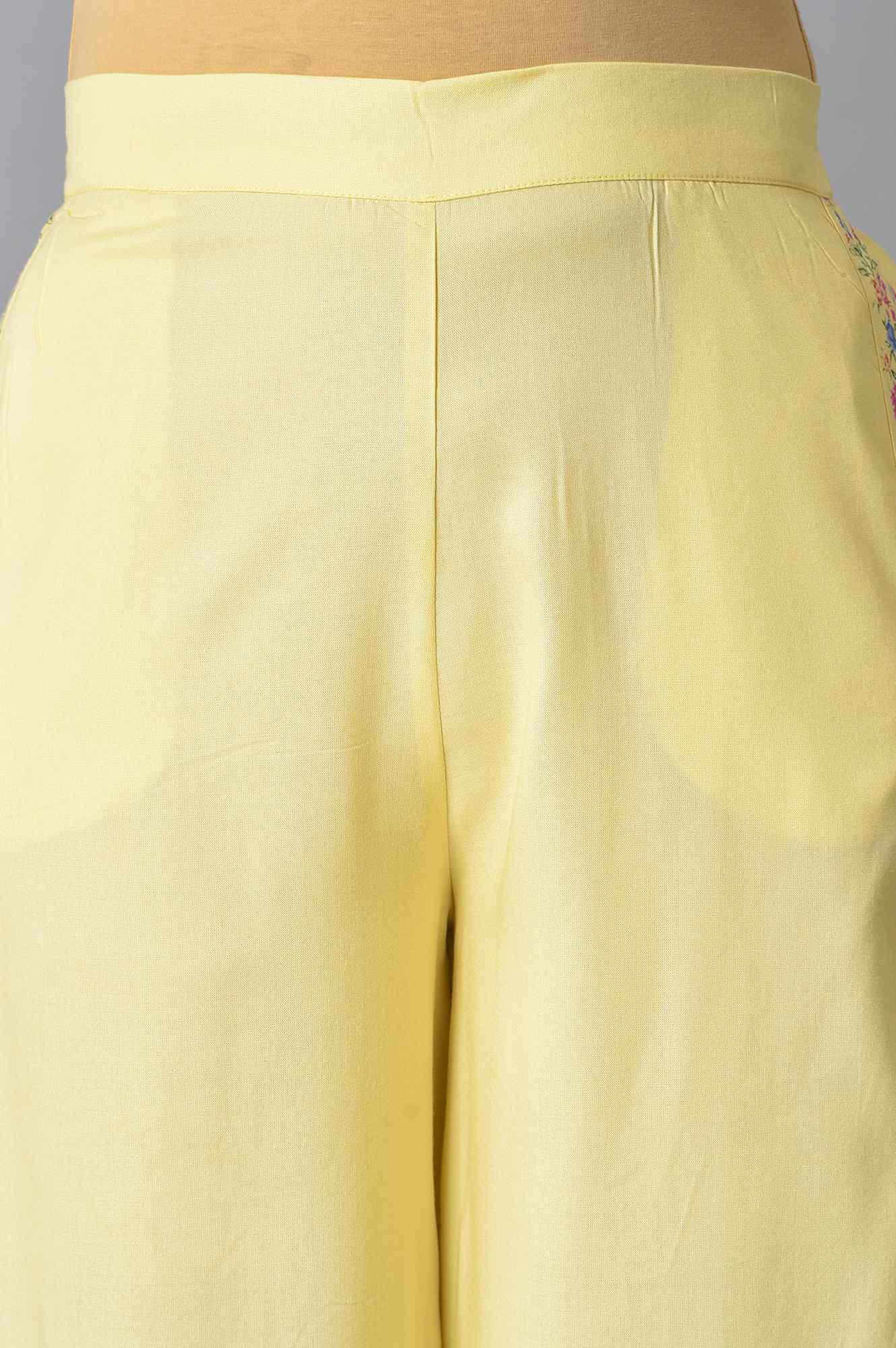 Yellow Printed Parallel Pants