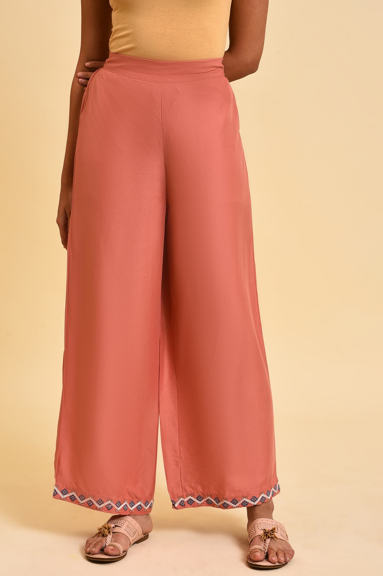 Light Orange Plus Size Parallel Pants
