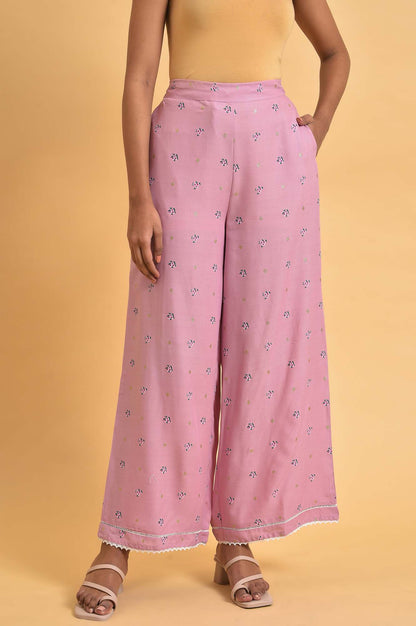 Light Purple Floral Printed Parallel Pants