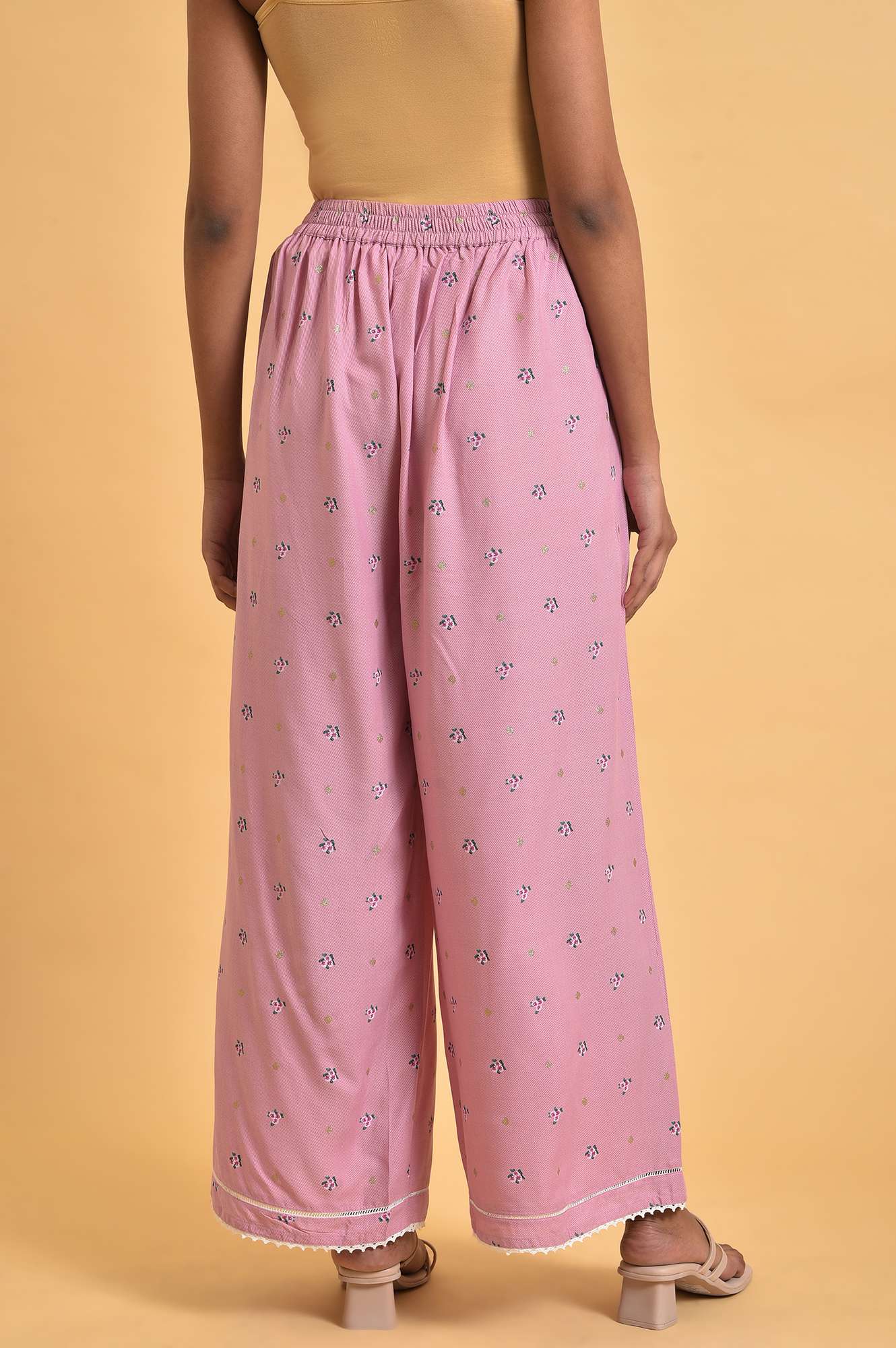 Light Purple Floral Printed Parallel Pants