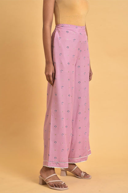 Light Purple Floral Printed Parallel Pants