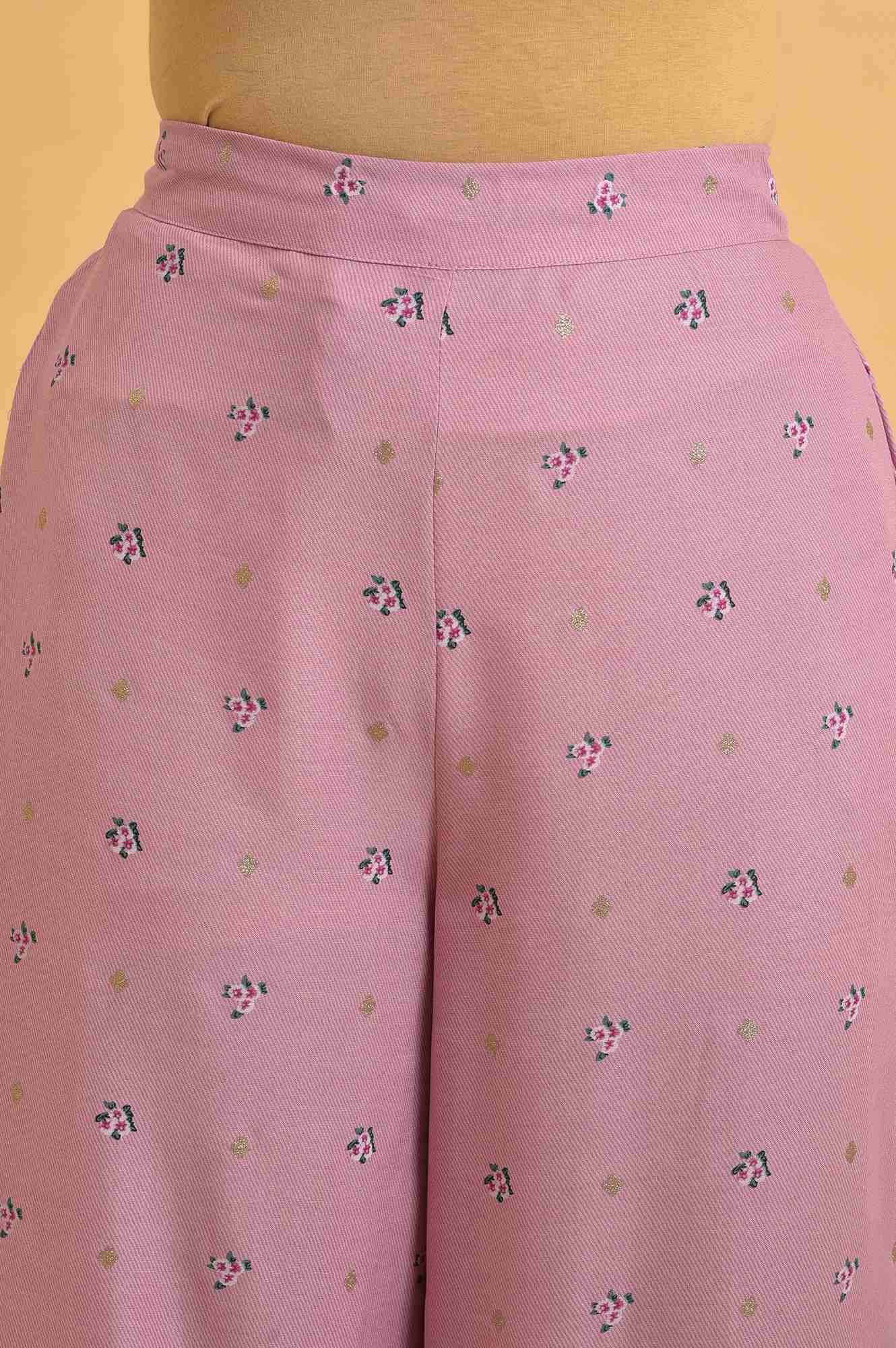 Light Purple Floral Printed Parallel Pants